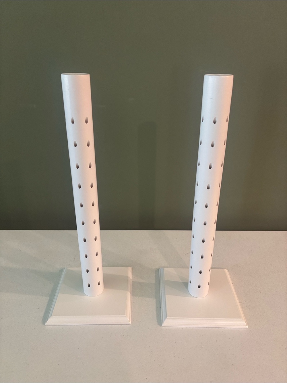 Two wooden cake pop towers